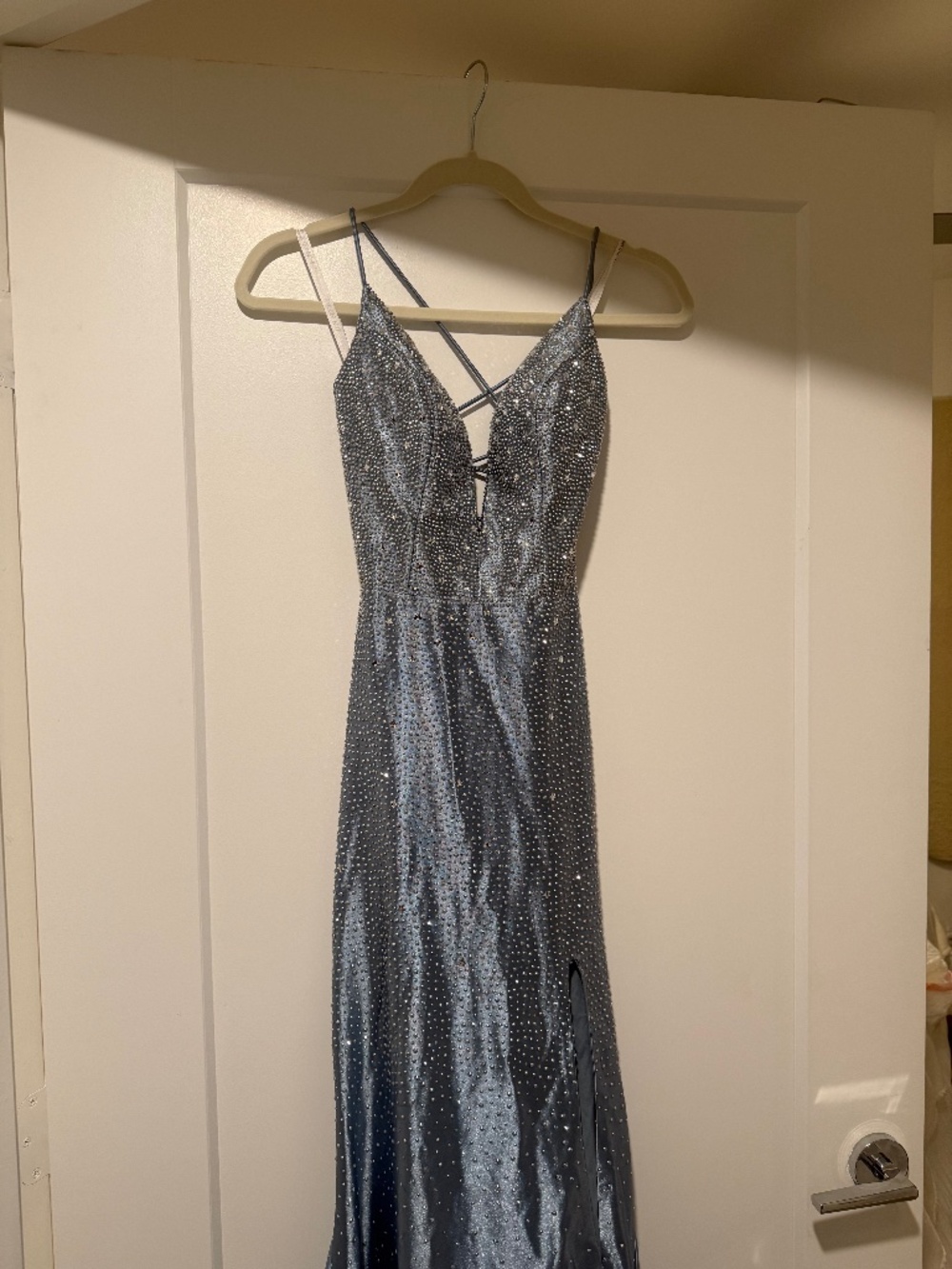Sherri Hill light blue rhinestone dress